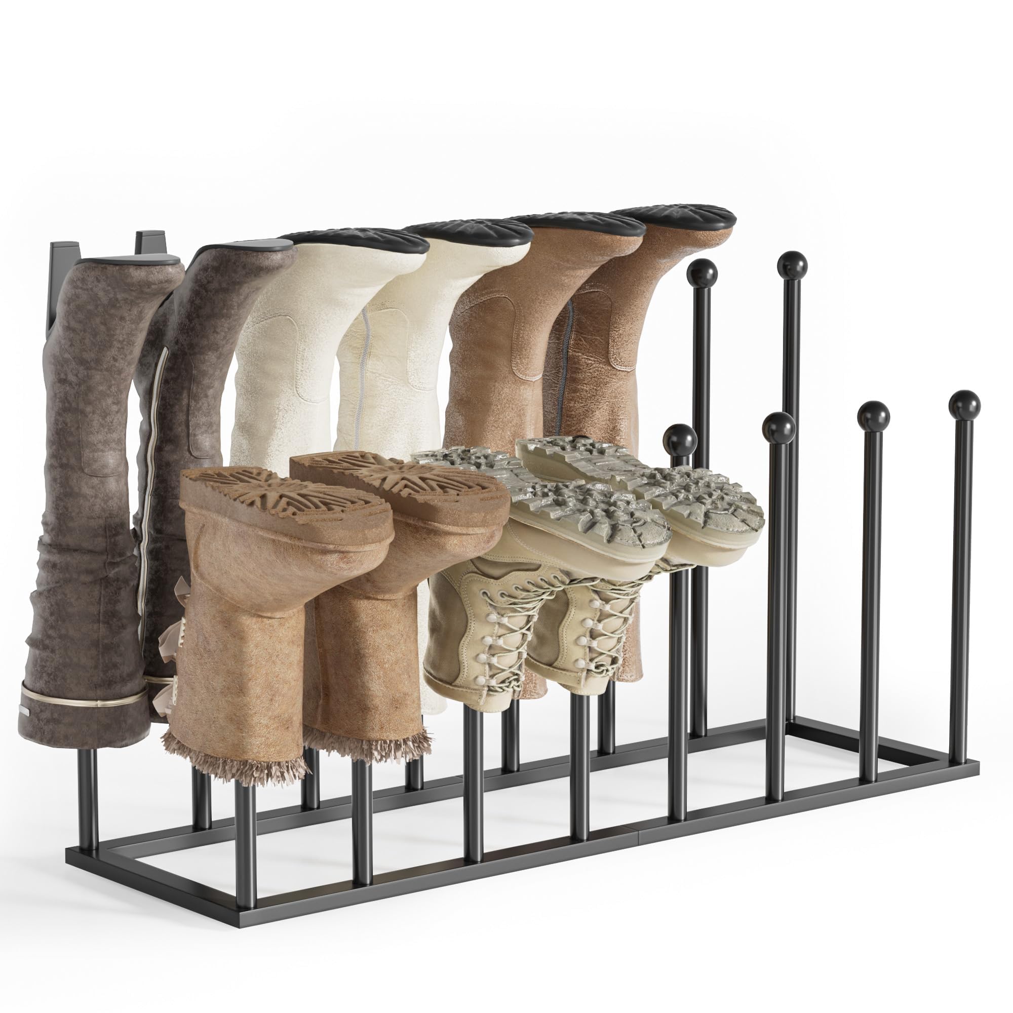 pickpiff Free Standing Shoe Racks - Black Metal Boot Rack Organizer Tall Boots for Dorm Room, Closet, Entryway, Bedroom, Patio O