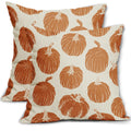 Aytipun Burnt Orange Pumpkin Fall Pillow Covers 18X18 Set Of 2 Autumn Harvest Print Thanksgiving Decorative Throw Pillows Outdoo