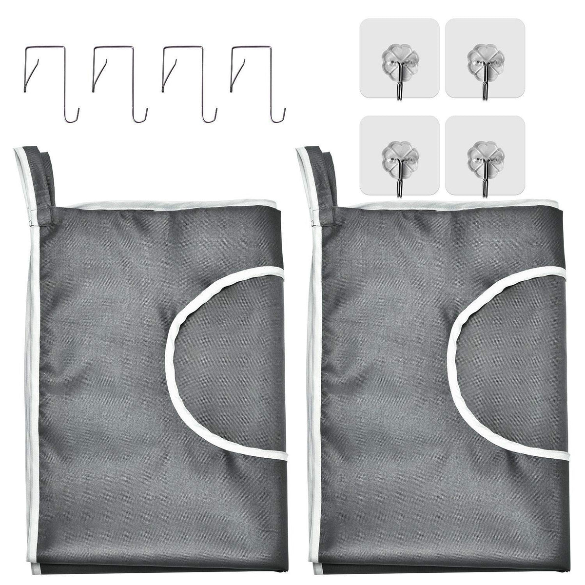 Hanging Laundry Hamper Bag Behind Door Space Saving With Stainless Steel Hooks Zip, For Bathroom,Kids Room,Travel,College Dorm,2
