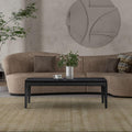 Ntc Mingle Modern Wooden Rectangle Coffee Table With Hidden Drawer - Waterproof & Heat Resistant, Burnt Black