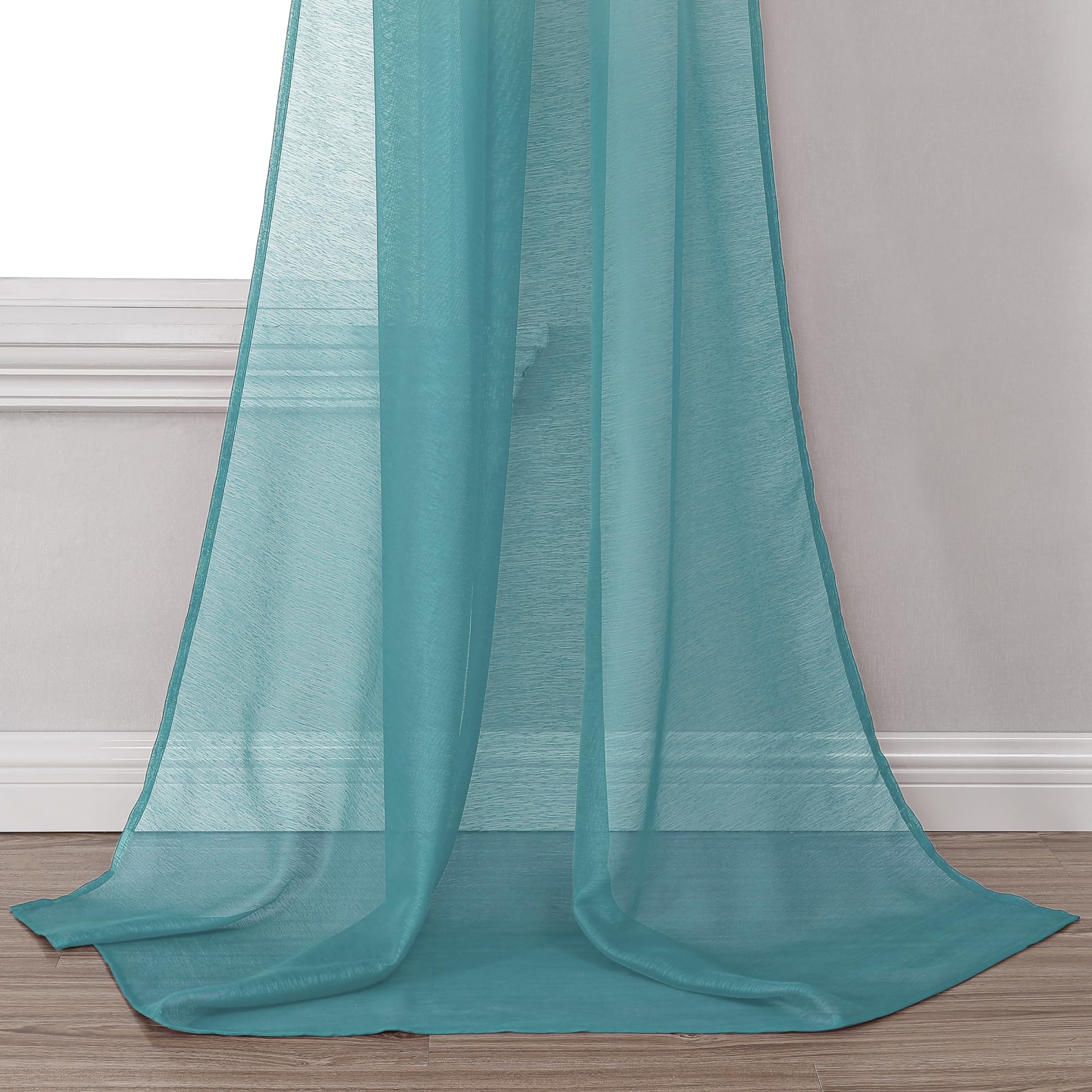Donren Teal Window Scarf For Outdoor Decoration - Add Luxury Beautiful Elegant Effect To Curtain Panels (1 Panel, 52 X 216 Inche