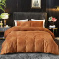Ivellow Velvet Duvet Cover Queen Set Burnt Orange Velvet Duvet Cover Queen Comforter Cover 3Pcs Ultra Soft Duvet Cover Breathabl