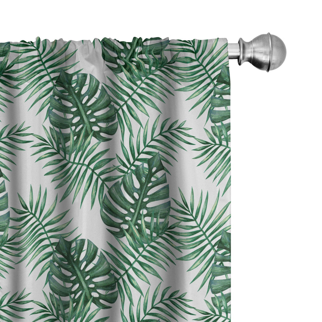 Ambesonne Leaf Window Curtains Pack of 2, Palm Mango Banana Tree Leaves in Tropical Wild Savannah Island Jungle Image Art, Light