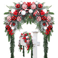 Liliful Christmas Mailbox Swag Red Green White 88 Inch Xmas Mailbox Swag Traditional Artificial Mailbox Christmas Decorations fo