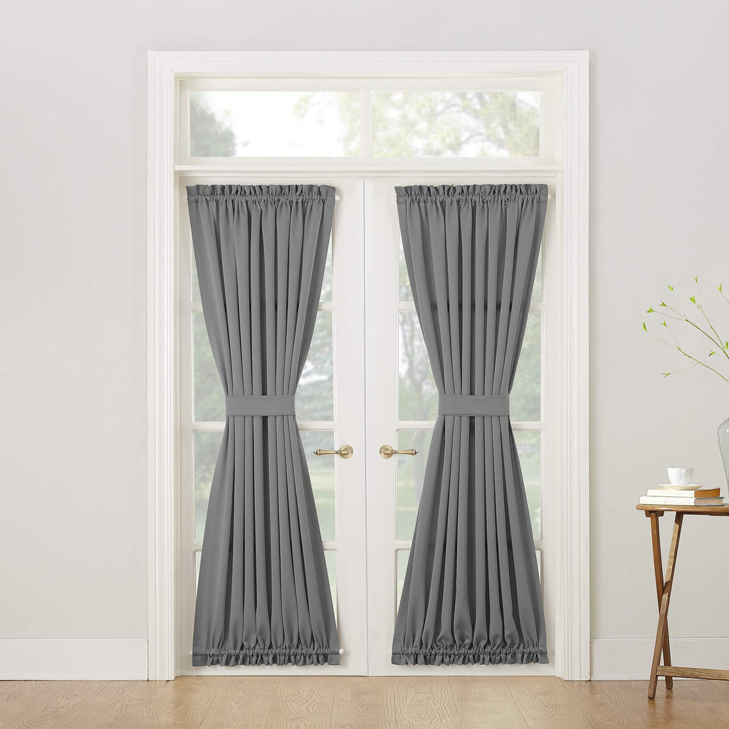 Sun Zero Barrow Energy Efficient Rod Pocket Door Curtain Panel, 54'' X 72'', Gray