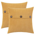 Hwy 50 Mustard Yellow Decorative Throw Pillow Covers Set Cushion Cases With Triple Buttons 20X20 Inch, Chenille Soft Farmhouse A