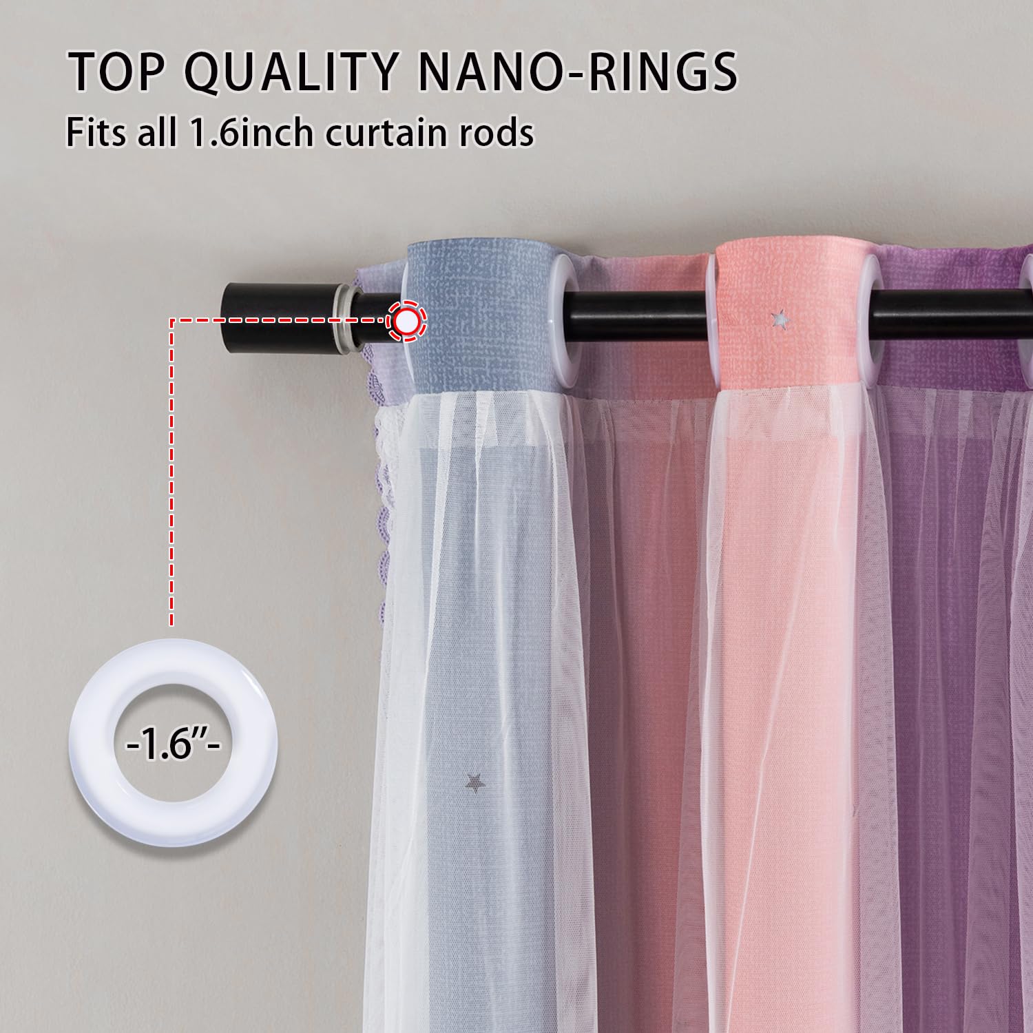 Xidi Curtains For Girls Bedroom Kids Room Unicorn Princess Theme Home Decor Inches Length Pastel Grey/Pink/Purple, W52 X L72 2 P