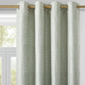 Mint Green And Silvery 100% Blackout Jacquard Geometric Pattern Curtains,52 Inch Wide 96 Inch Length 2 Panels, Thermal Insulated