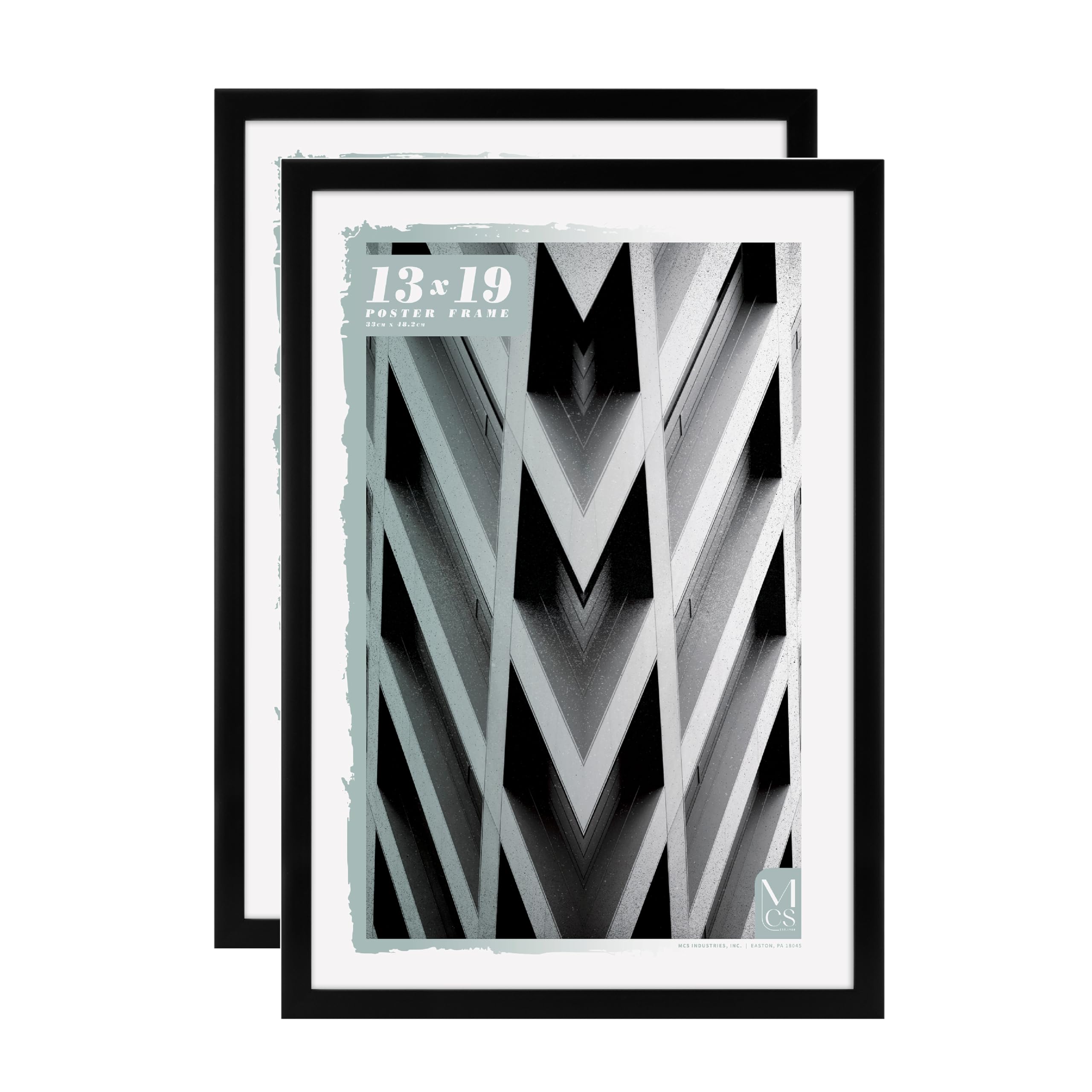 MCS Gallery Foundation Poster Frame, Picture Frame For Wall Art, Black, 13 x 19 Inch, 2-pack