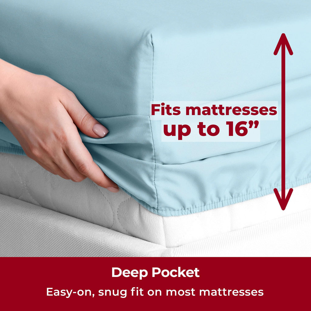 Mellanni Full Sheet Set - 6-Piece Iconic Collection Bedding, (Including 4 Pillowcases), 16-Inch Deep Pocket, Easy Care, Extra Soft, Cooling Sheets, Brushed Microfiber - Aqua