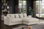 Lilola Home Mystic Beige Corduroy Reversible Sectional Sofa Chaise