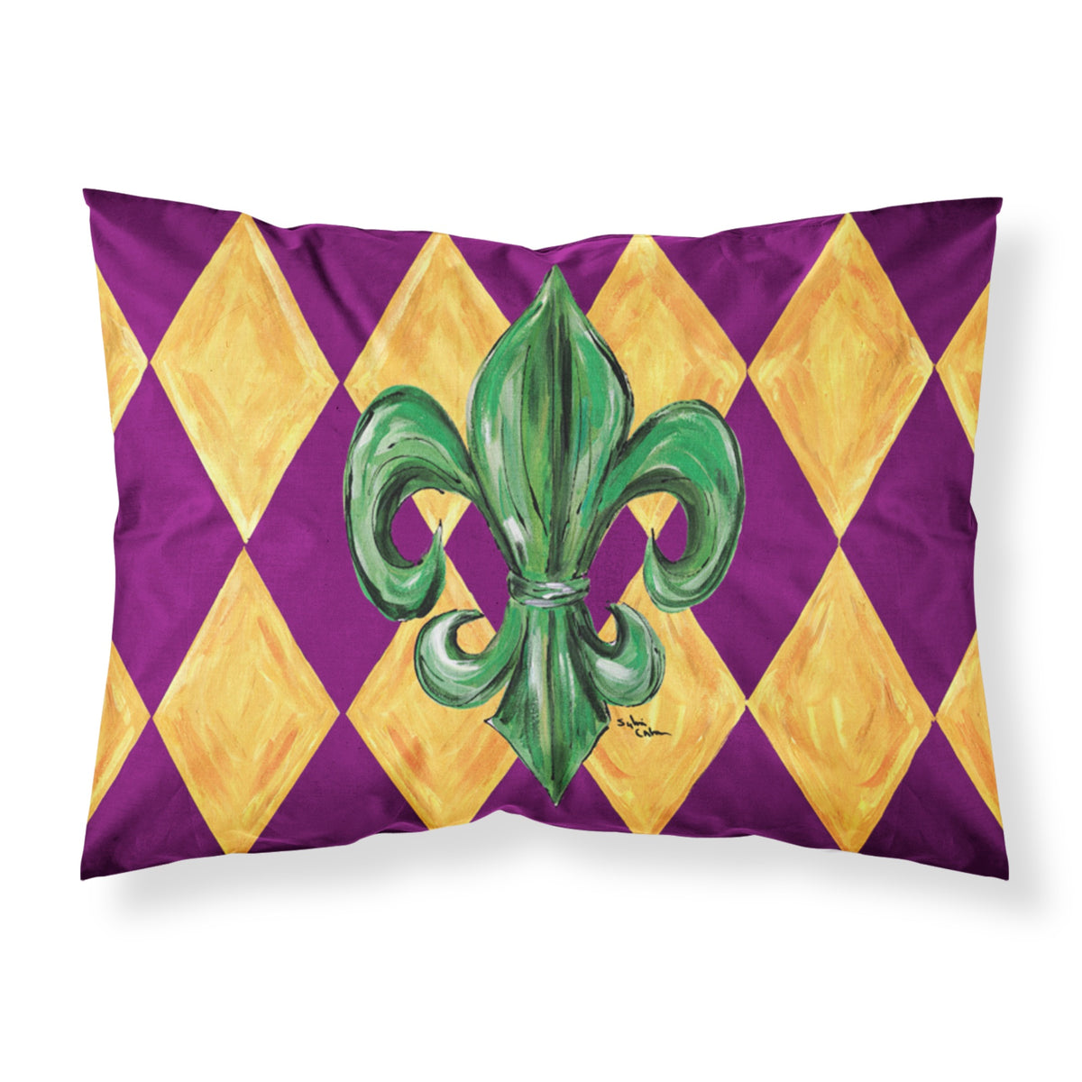 'Caroline'S Treasures 8133Pillowcase Mardi Gras Fleur De Lis Purple Green And Gold Moisture Wicking Fabric Standard Pillowcase,
