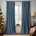 Lazzzy Blackout Velvet Curtains Blue Thermal Insulated Drapes For Dinning Room Darkening Window Treatment Rod Pocket Home Decor Living Room 84 Inch Long Set Of 2 Panels Dark Slate