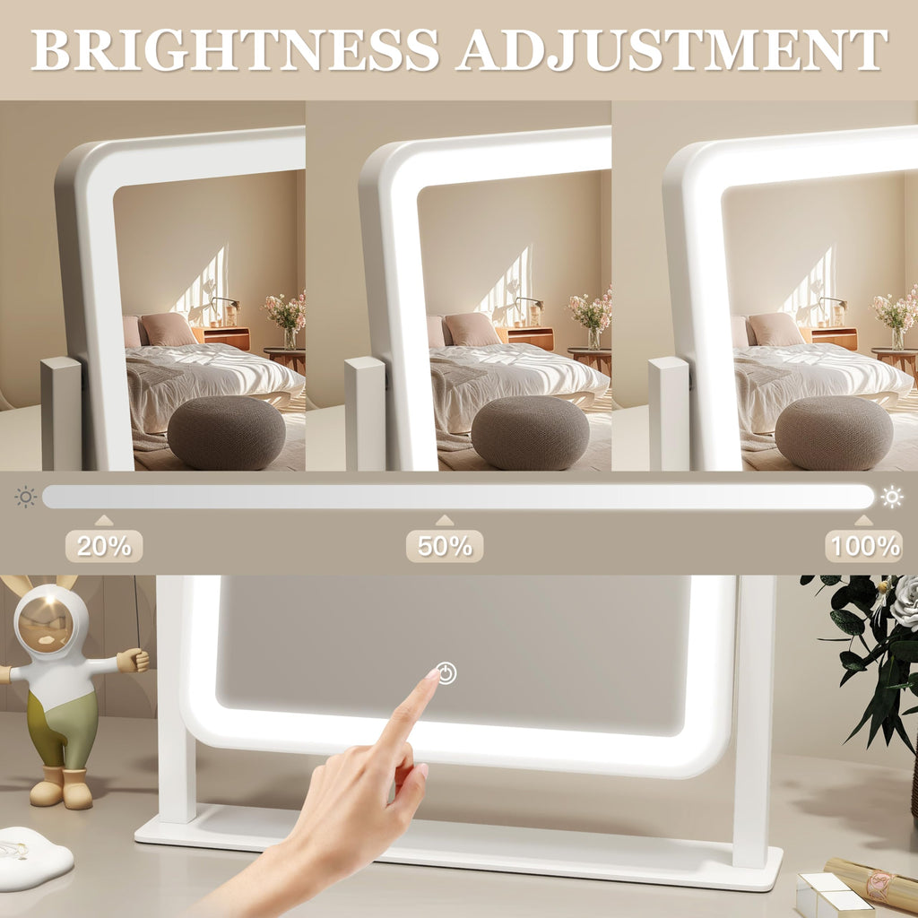 Rolove Vanity Mirror With Lights, 14'  12' Led Makeup Mirror, Lighted Makeup Mirror With Lights, Smart Touch Control 3 Colors