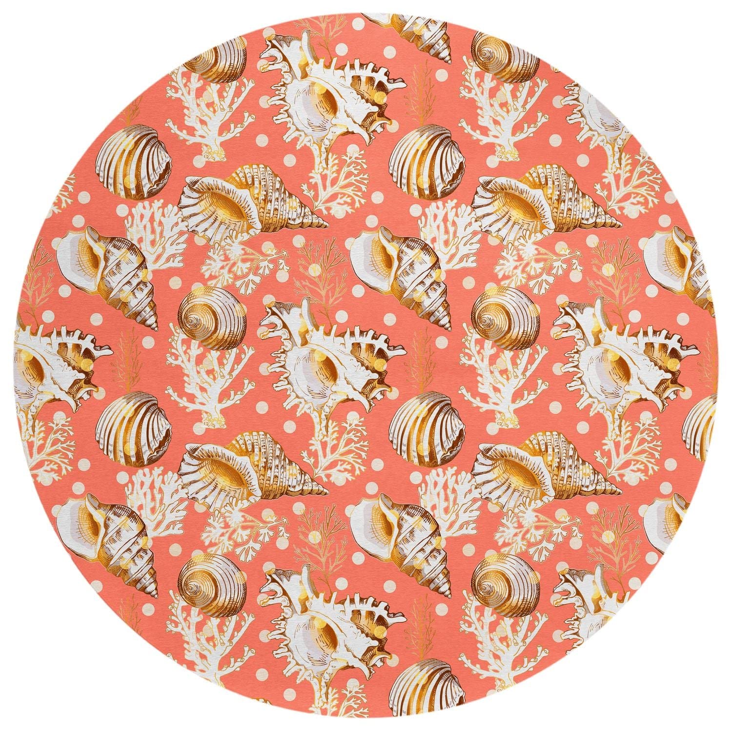 Seabreeze Sz6 Orange Coastal Rug Round 8' X 8'