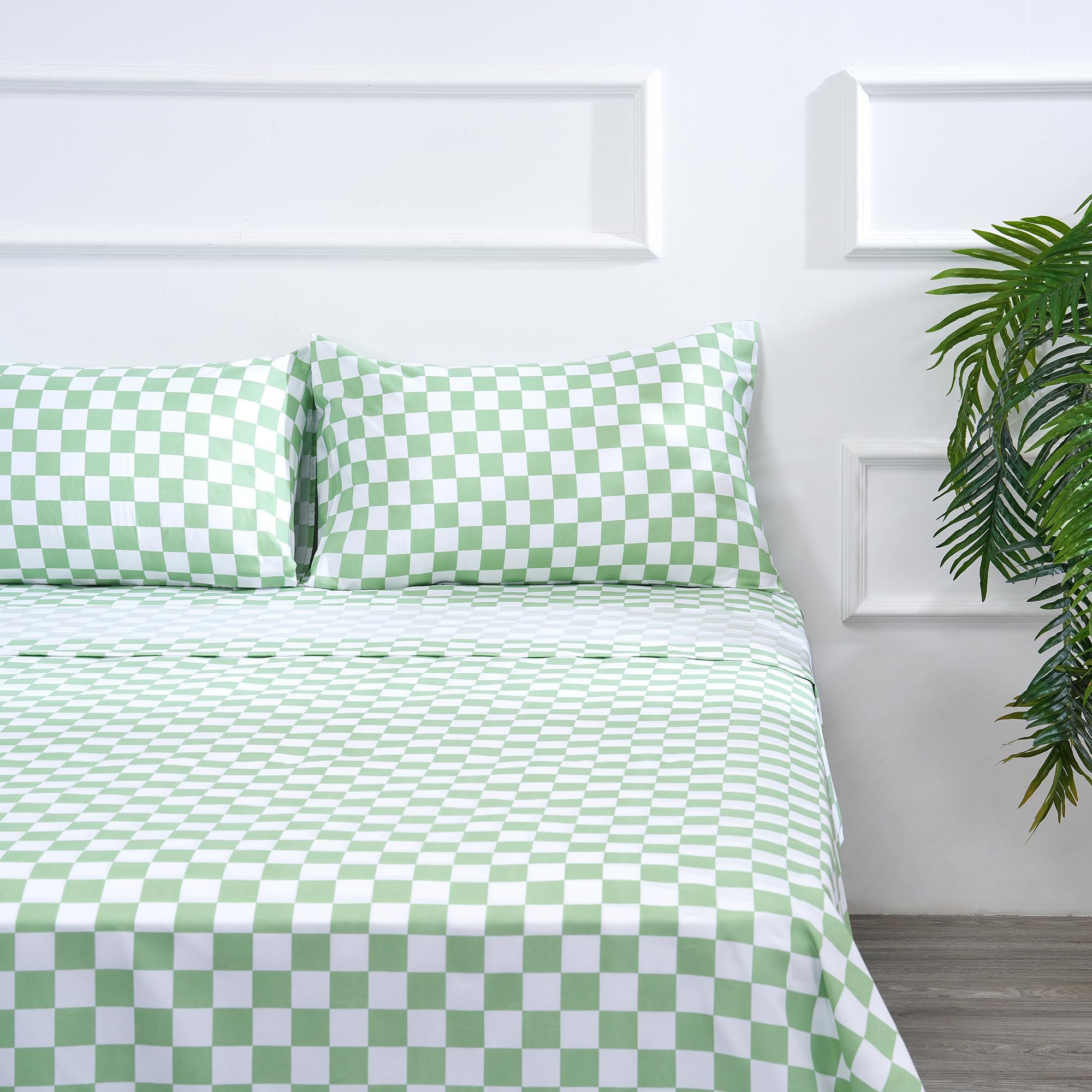 Bed Sheet Set 4 Piece -Full Size-Soft Durable Microfiber Bedding Sheet Set,Deep Pocket,Stain,Fade & Wrinkle Resistant Green And
