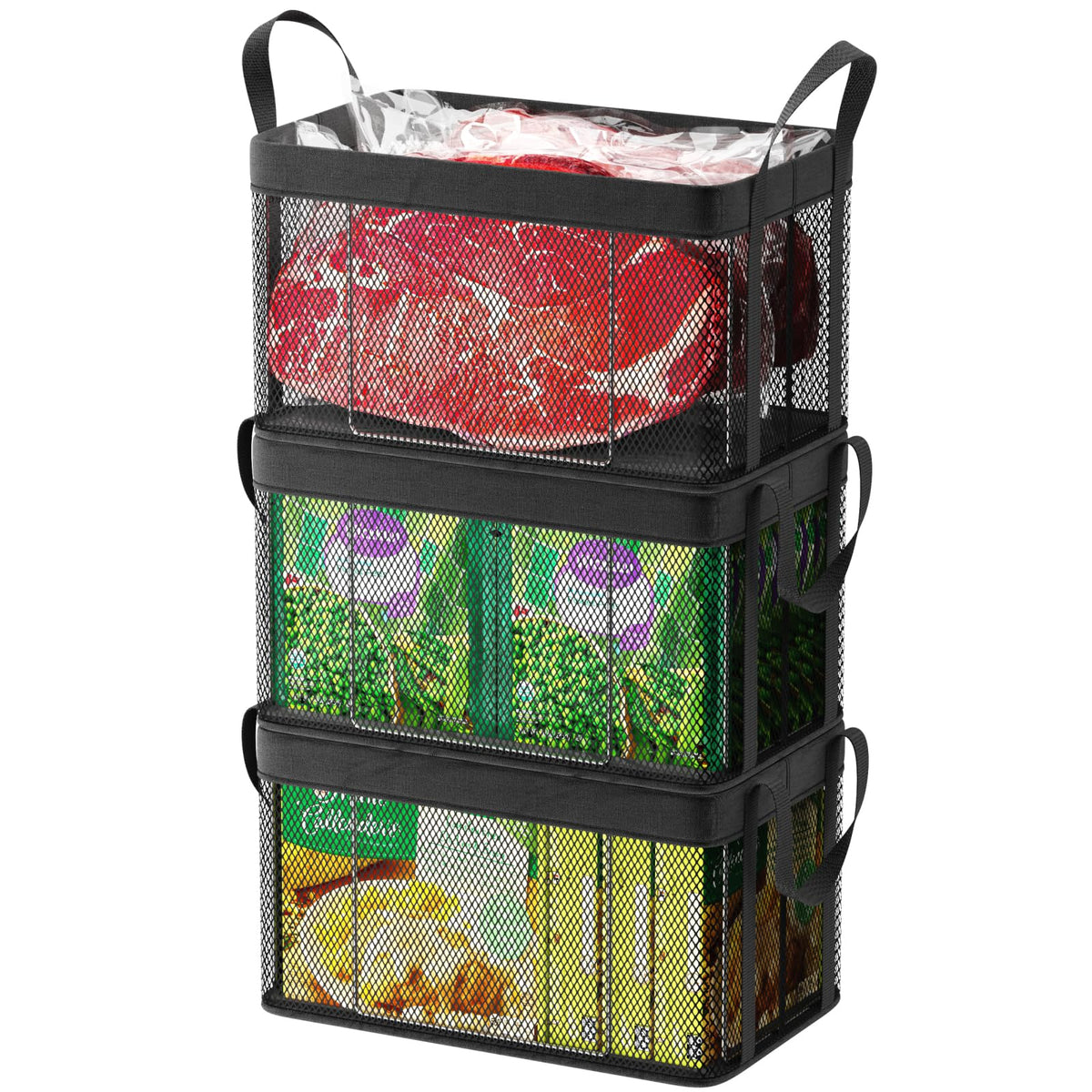 iSPECLE Freezer Organizer Bins  Large Baskets for 5 to 7 Cu.Ft, 3 Pack