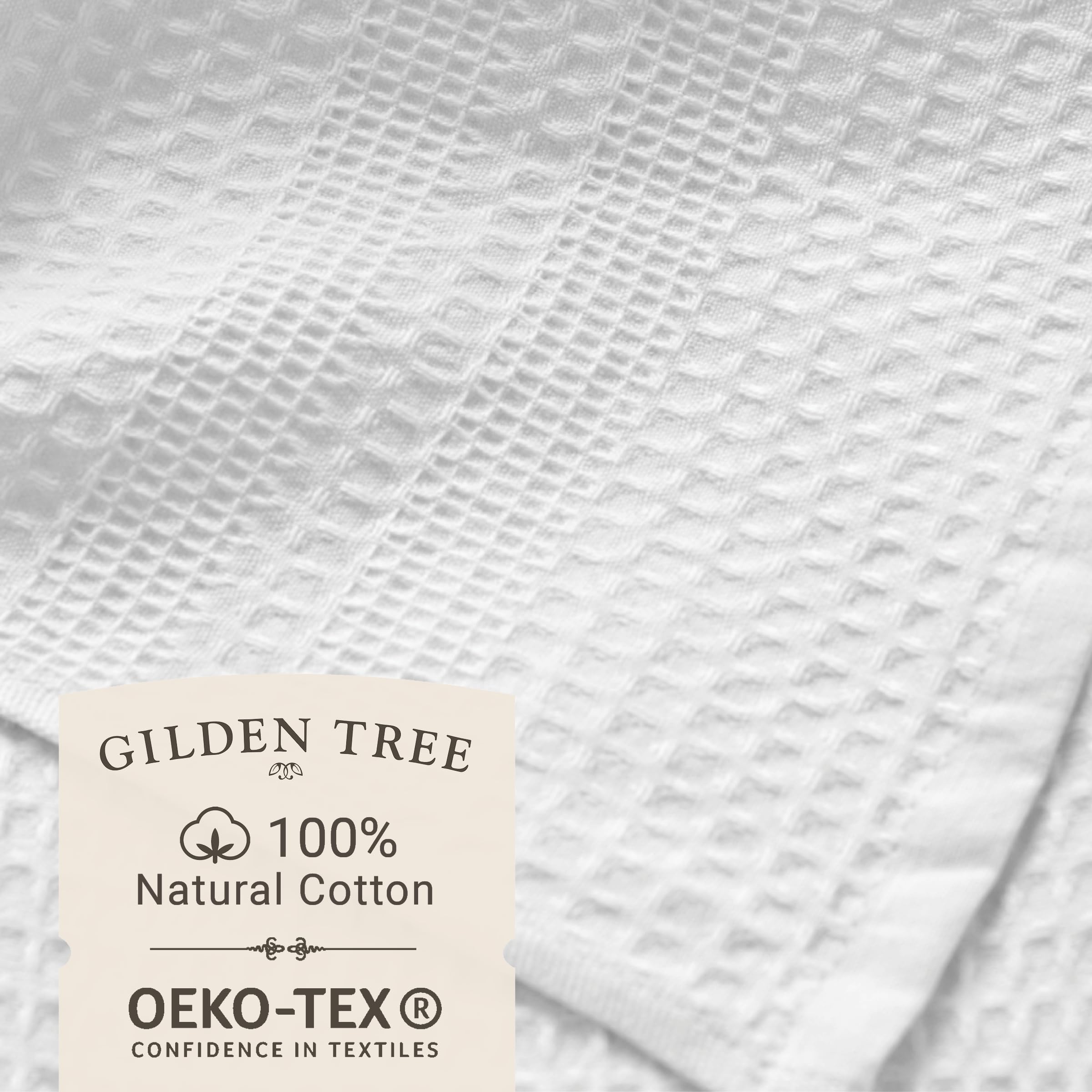 Gilden Tree Waffle Hand Towels For Bathroom Quick Drying Lint Free Thin, 2 Pack, Classic Style (White)