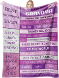 Grandma Gifts From Grandkids, Birthday Gifts For Grandma Soft Fleece Blanket, Grandma Gifts From Granddaughter Throw Blanket 60X