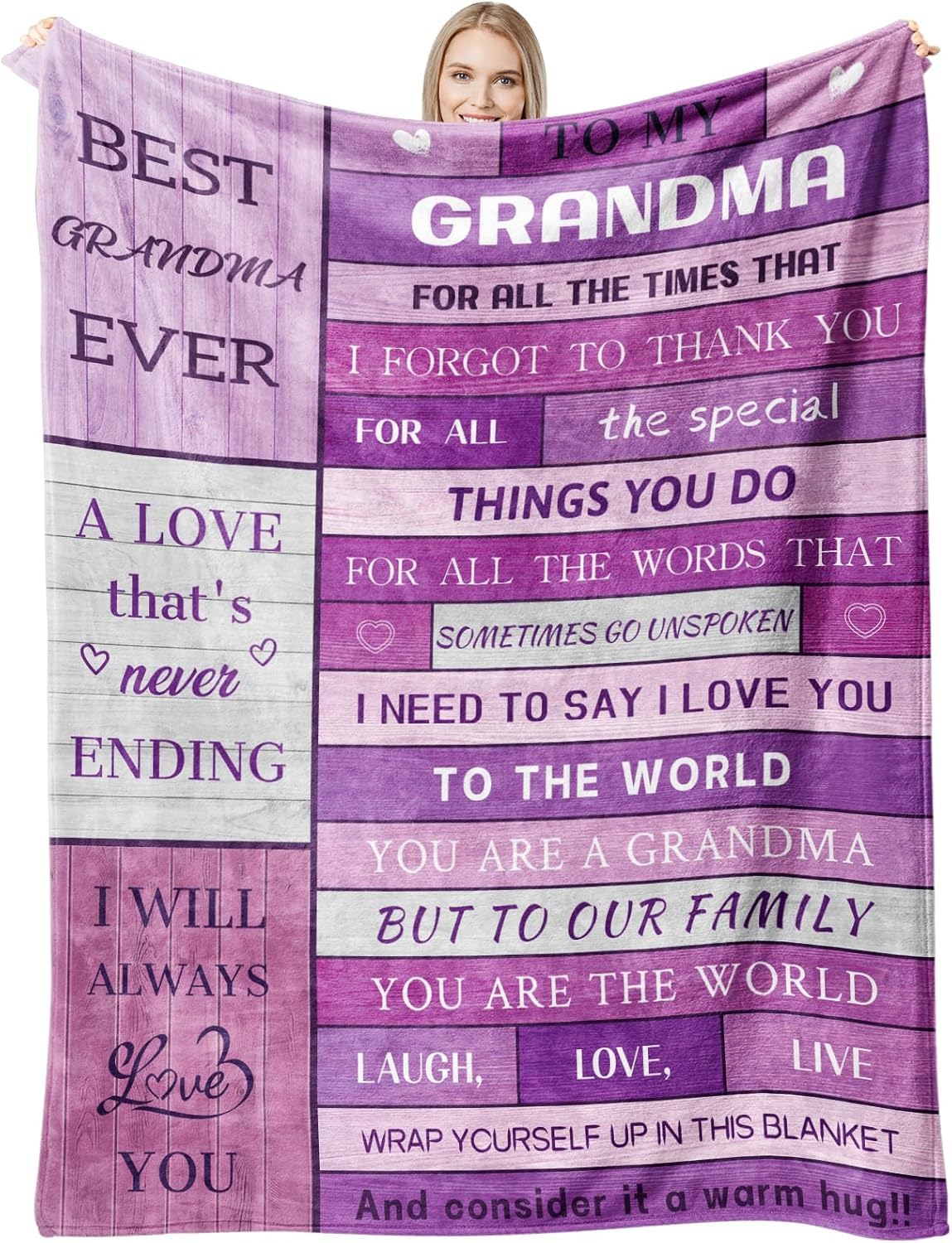 Grandma Gifts From Grandkids, Birthday Gifts For Grandma Soft Fleece Blanket, Grandma Gifts From Granddaughter Throw Blanket 60X