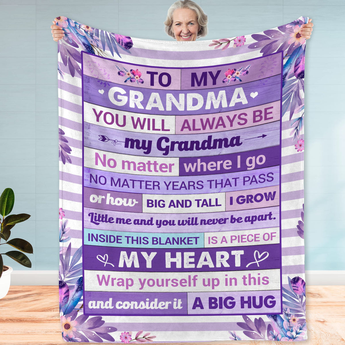 Fastpeace Gifts for Grandma - Christmas, Xmas, Birthday Gift from Granddaughter, Grandson, or Grandkids, Soft and Cozy Blanket f