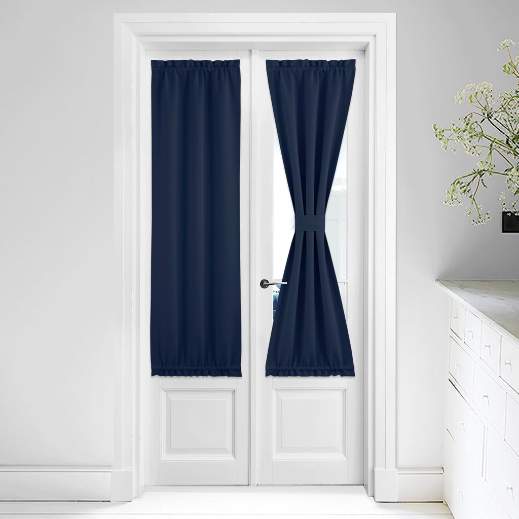 Nicetown Blackout French Door Curtains Window Door Curtains Thermal Insulated Door Curtain Panel 25W X 64L Privacy Door Shade Curtain For Door Window Curtains - 1 Panel, Navy