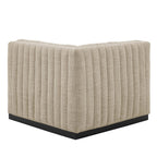 Modway Conjure Modern Channel Tufted Fabric Left Corner Chair In Beige