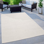 Solid Outdoor Rug For Patio Or Balcony Weatherproof In Mottled Cream, Size: 6'7' X 9'2'