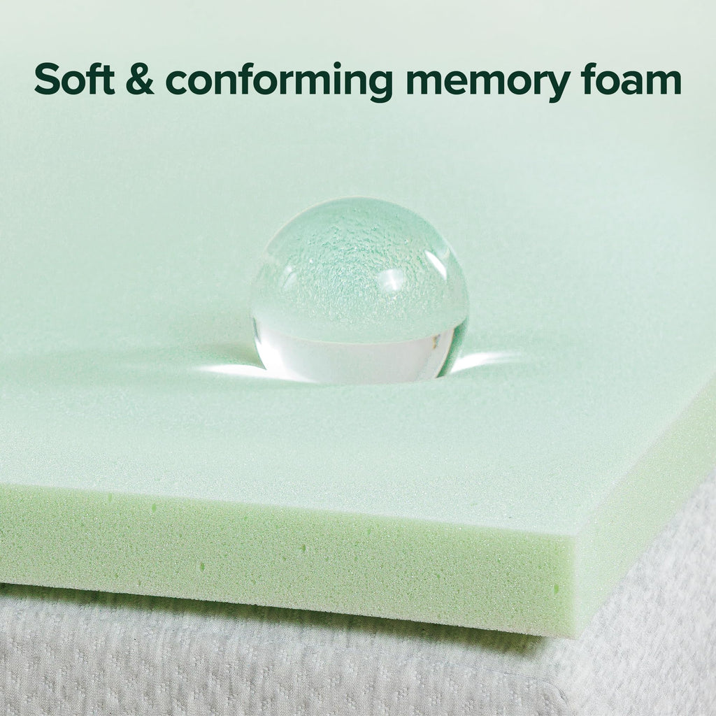 Zinus 1.5 Inch Green Tea Memory Foam Mattress Topper, Smaller, More Convenient Wonderbox Packaging, Pressure-Relieving Layers, Certipur-Us Certified, Queen