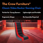 The Crew Furniture Classic Video Rocker Gaming Chair, Kids/Teens, PU Faux Leather & Mesh, Black/Red, Model 512060