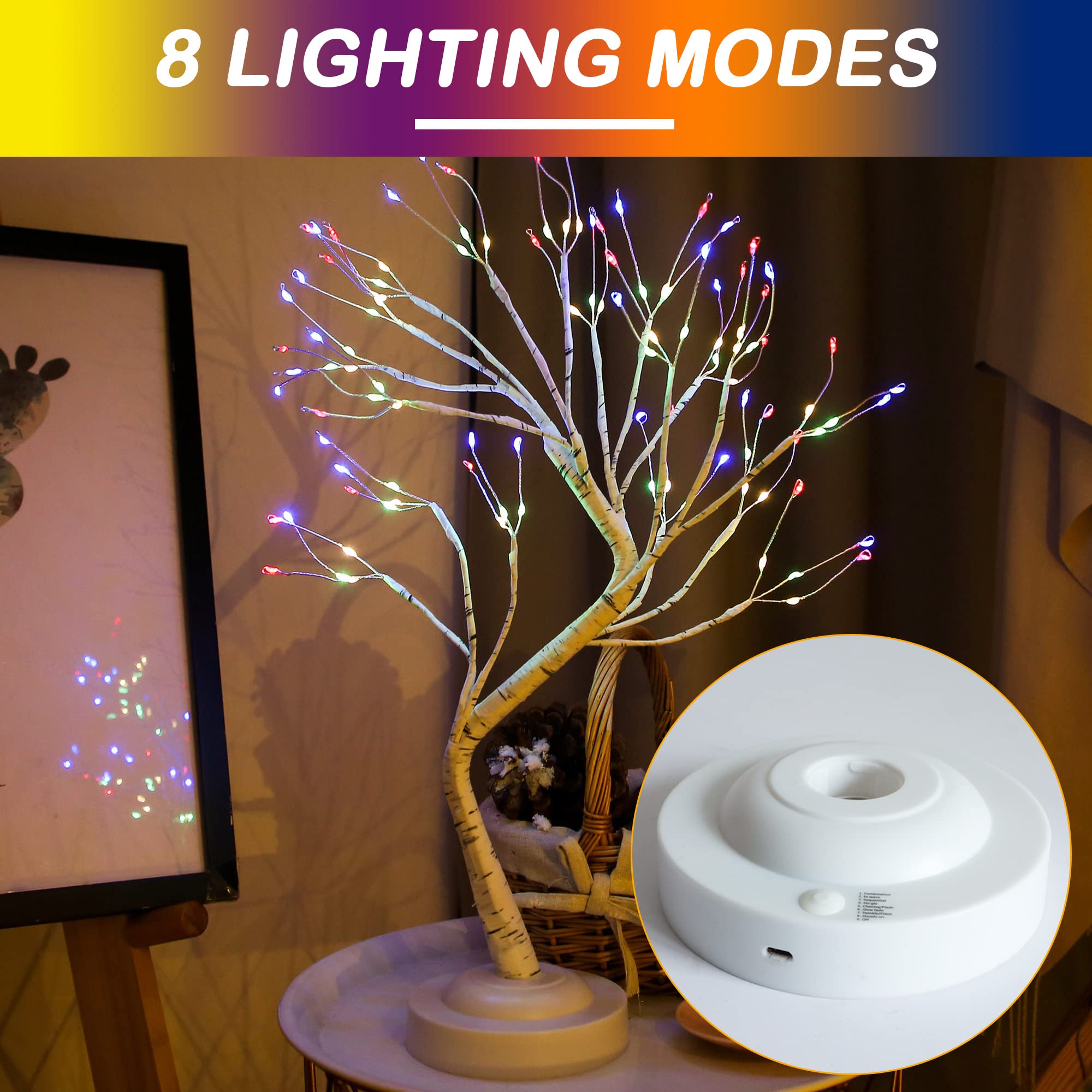 Tabletop Bonsai Tree Light,108L Led Tree Lamp,Halloween Tree With 8 Mode& Timer,Artificial Tree With Lights Usb & Battery Operat