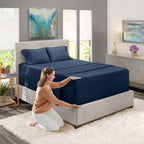 Nestl Extra Deep Pocket Sheets - Fits Mattress 18-24 Inches Deep, Extra Deep Pocket King Size Sheets Sets, 4 Piece King Size Sheets, King Sheets Deep Pocket, Navy Blue Sheets