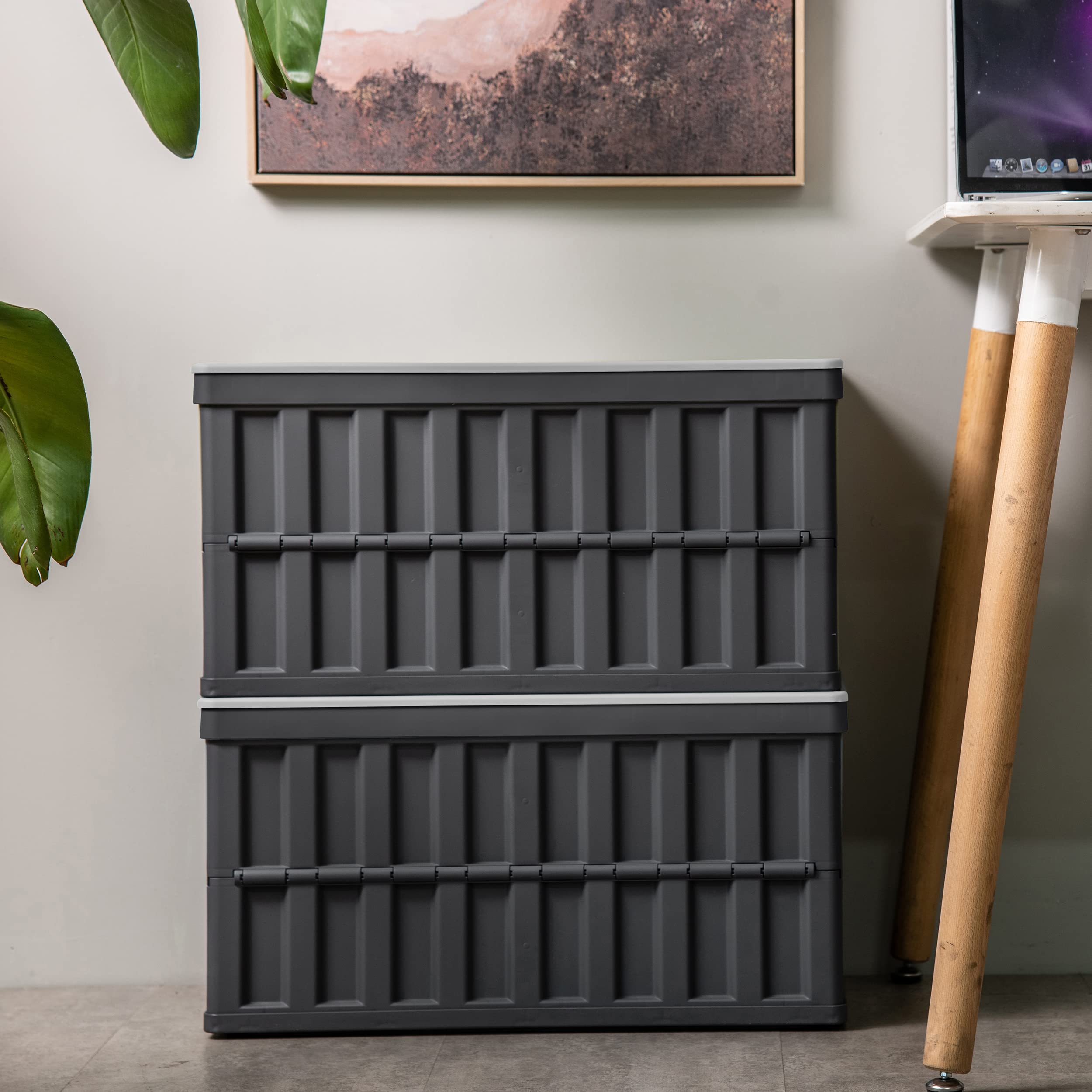 Citylife 64L Collapsible Storage Bins With Lids Plastic Storage Containers For Organizing Stackable Storage Box Large Heavy Duty