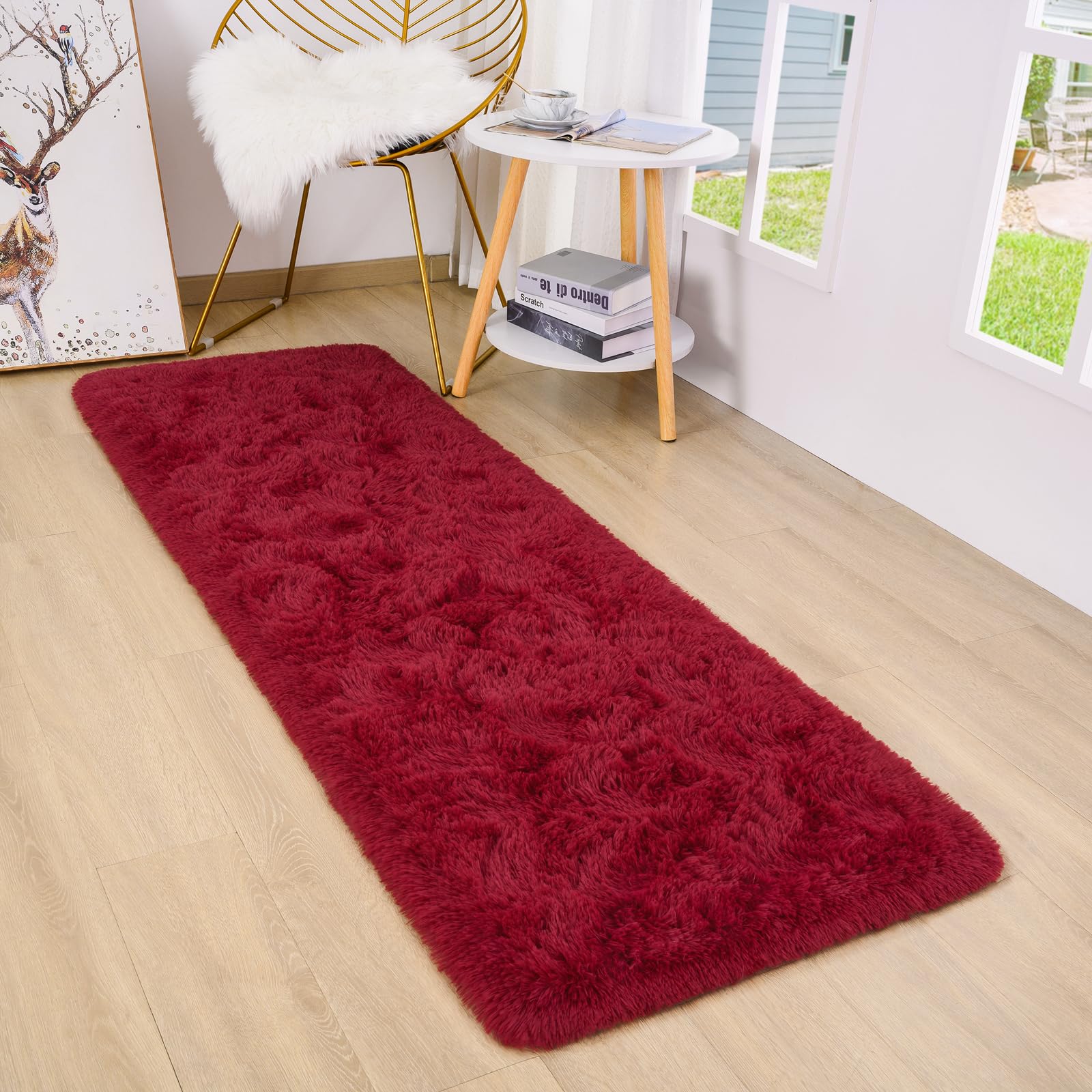 Detum Wine Red Runner Rug 2X6 For Hallyway Entryway Kitchen Fluffy Area Rugs For Bedroom Soft Kids Room Rugs Furry And Washable