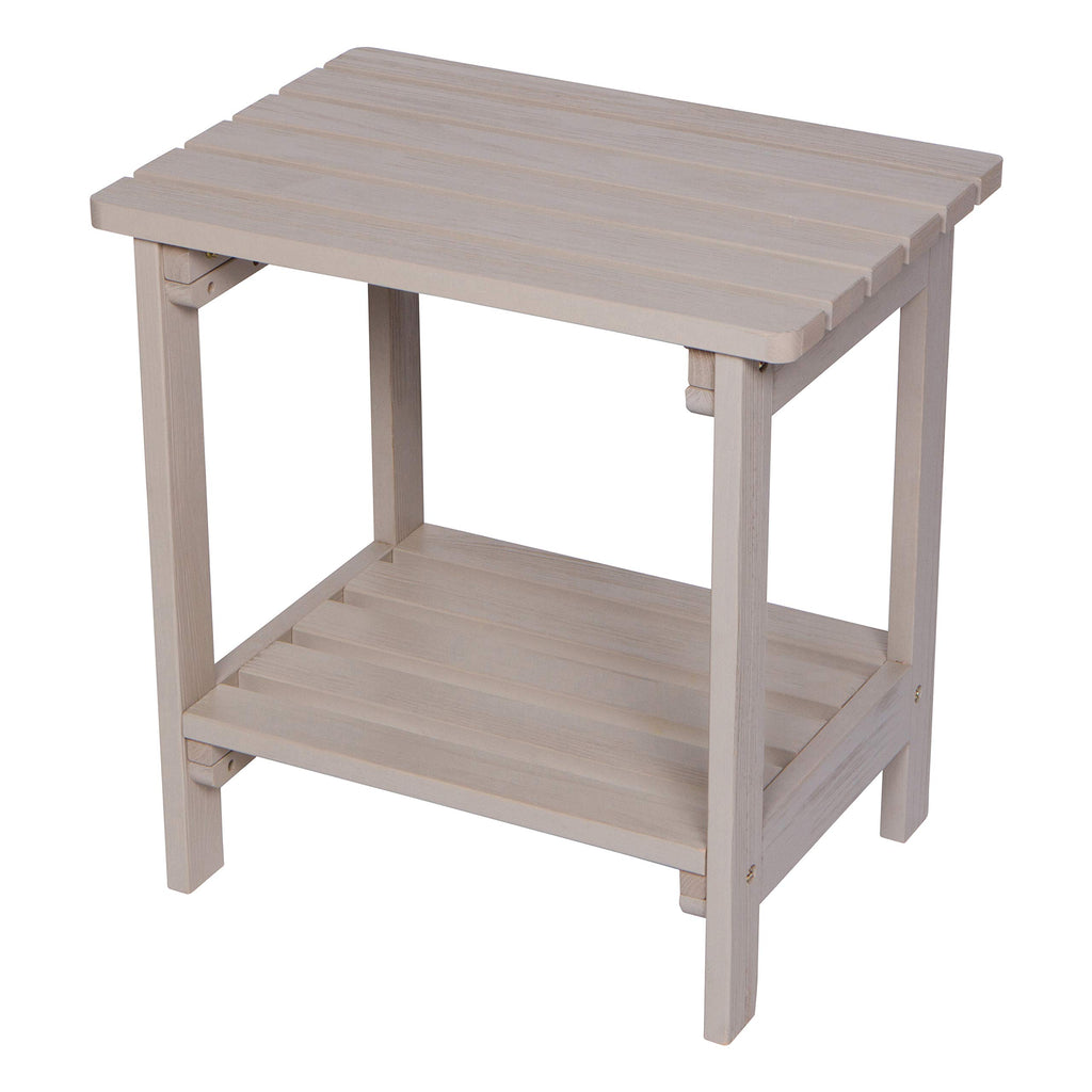 Shine Company Providence Rectangular Solid Wood Side Table, Outdoor Adirondack Patio Table, Graystone
