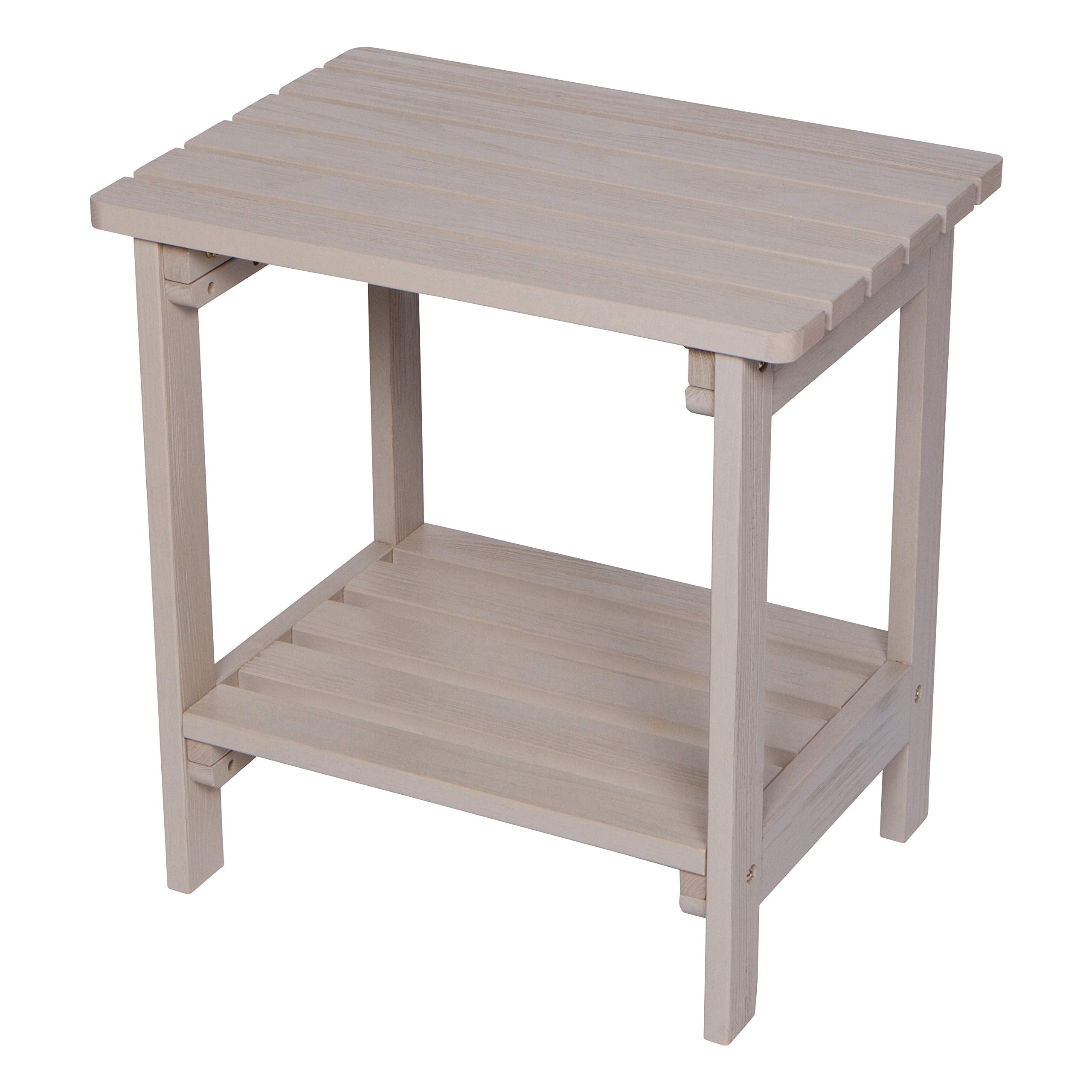 Shine Company Providence Rectangular Solid Wood Side Table, Outdoor Adirondack Patio Table, Graystone