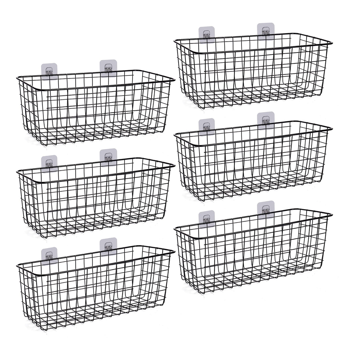 XINFULL 6 Pack Wire Storage Baskets Household Metal WallMounted Containers Organizer Bins for Kitchen Bathroom Freezer Pantry C