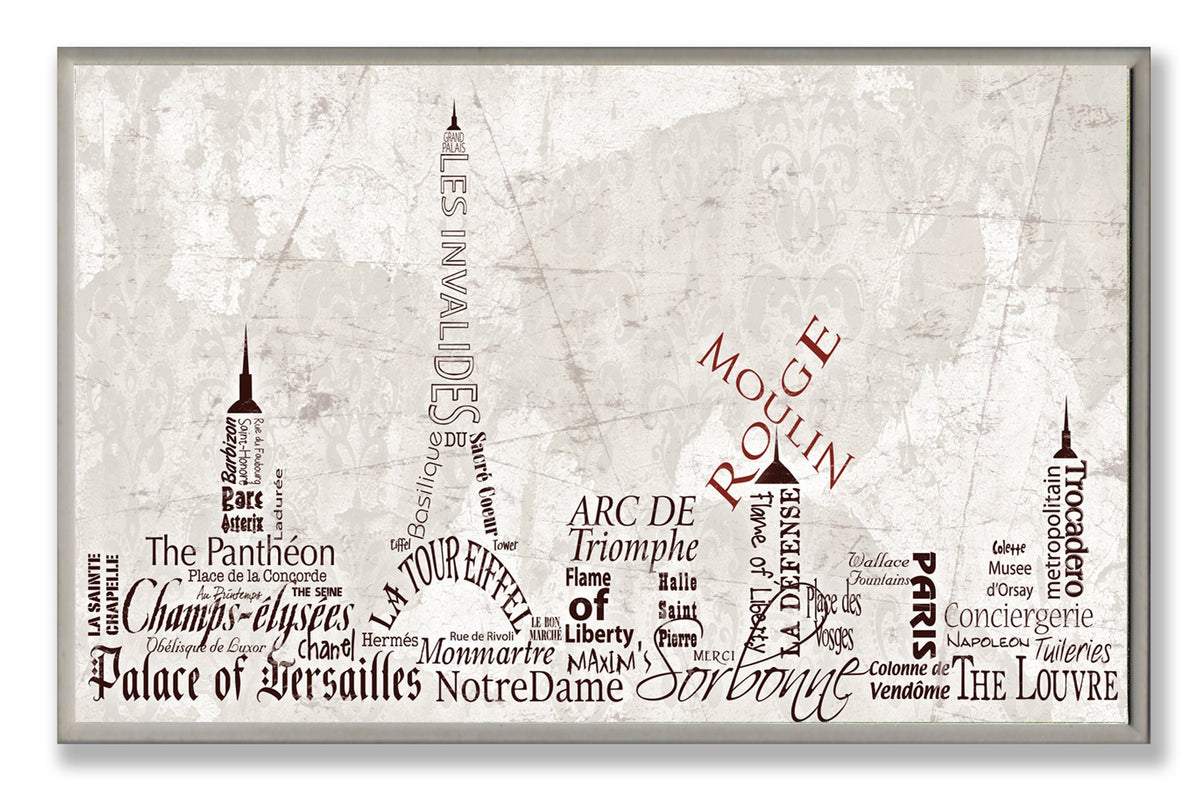 The Stupell Home Decor Collection Paris Skyline Typography Wall Plaque
