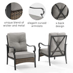 Crosley Furniture Dahlia 2-Piece Outdoor Chair Set, Patio Chairs For Conversation, Porch, Deck, Balcony, Matte Black With Taupe Cushions