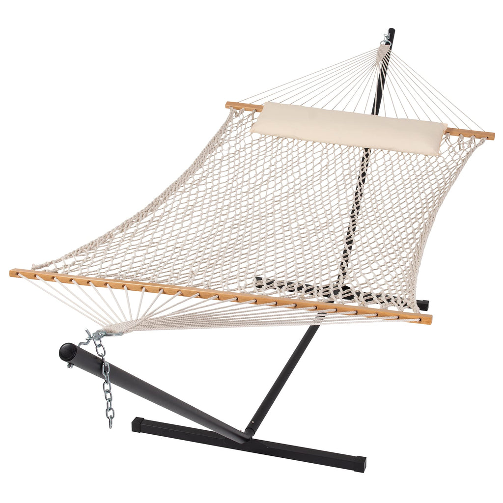 Suncreat Two Person Hammock With Stand, Heavy Duty Backyard Hammock And Stand, Gift Box Included, Navy Drops