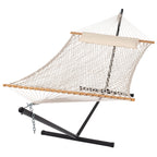 Suncreat Two Person Hammock With Stand, Heavy Duty Backyard Hammock And Stand, Gift Box Included, Navy Drops