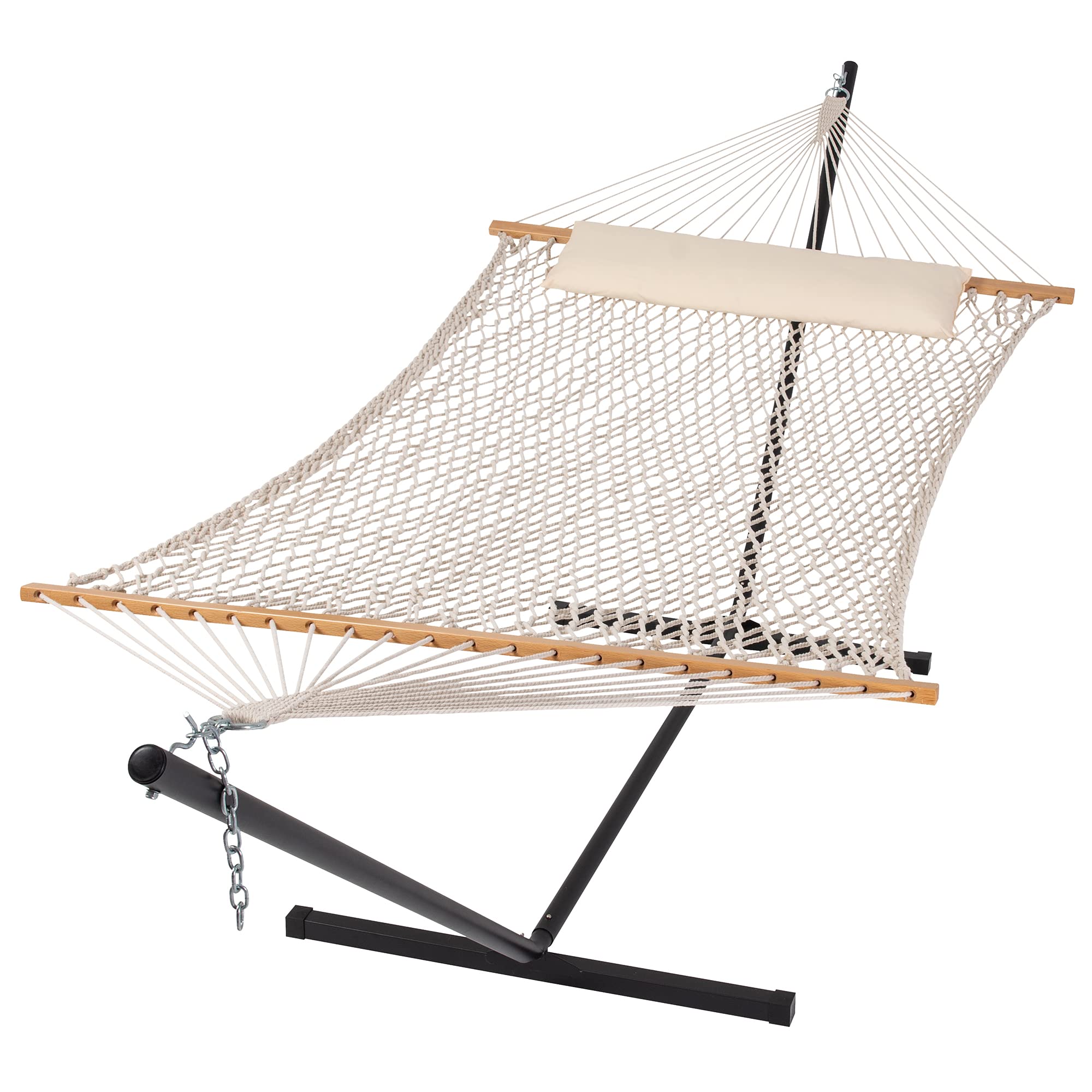 Suncreat Two Person Hammock With Stand, Heavy Duty Backyard Hammock And Stand, Gift Box Included, Navy Drops