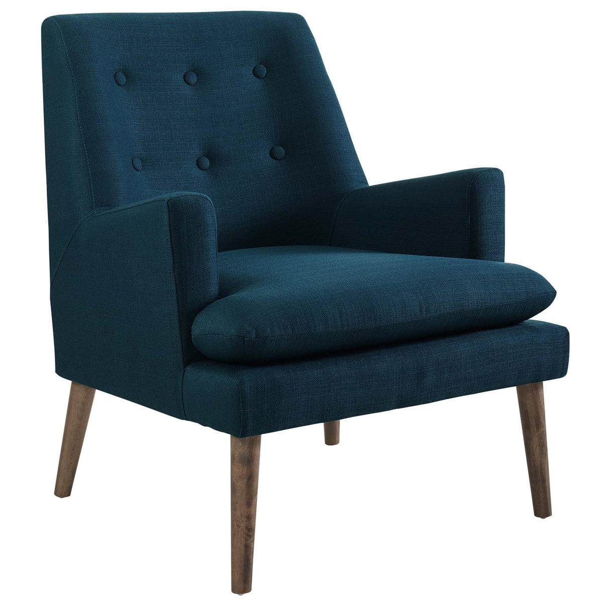Modway Leisure Midcentury Modern Upholstered Fabric Lounge Accent Chair In Azure