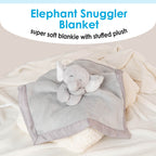 Kids Preferred Carter's Elephant Plush Stuffed Animal Snuggler Blanket Gray Polyester 14 Inch