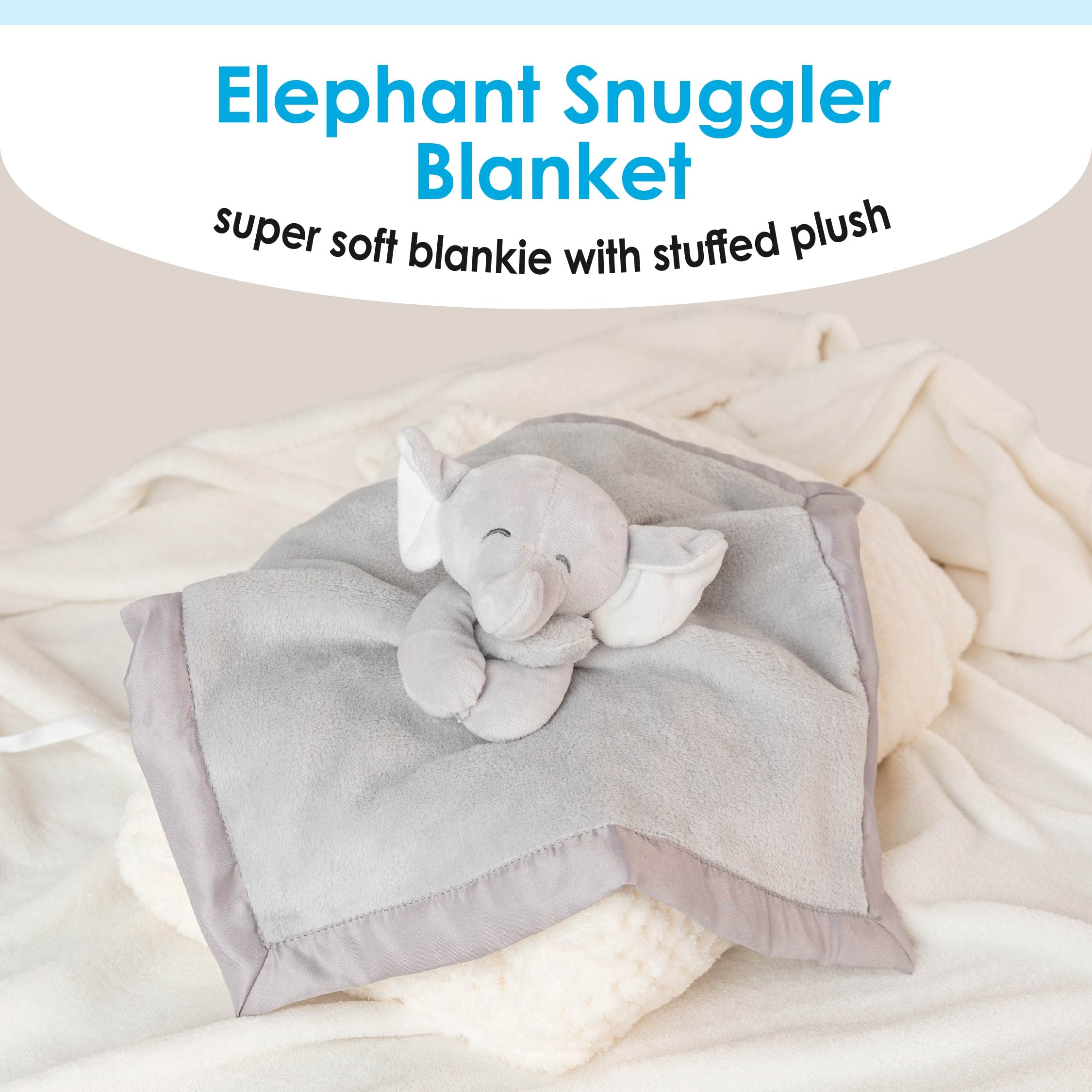 Kids Preferred Carter's Elephant Plush Stuffed Animal Snuggler Blanket Gray Polyester 14 Inch