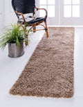 Rugs.com - ber Cozy Solid Shag Collection Rug - 10 Ft Runner Sandy Brown Shag Rug Perfect for Hallways, Entryways