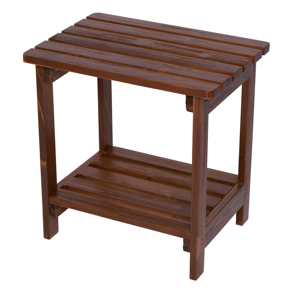 Shine Company Providence Rectangular Solid Wood Side Table, Outdoor Adirondack Patio Table, Oak