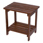 Shine Company Providence Rectangular Solid Wood Side Table, Outdoor Adirondack Patio Table, Oak