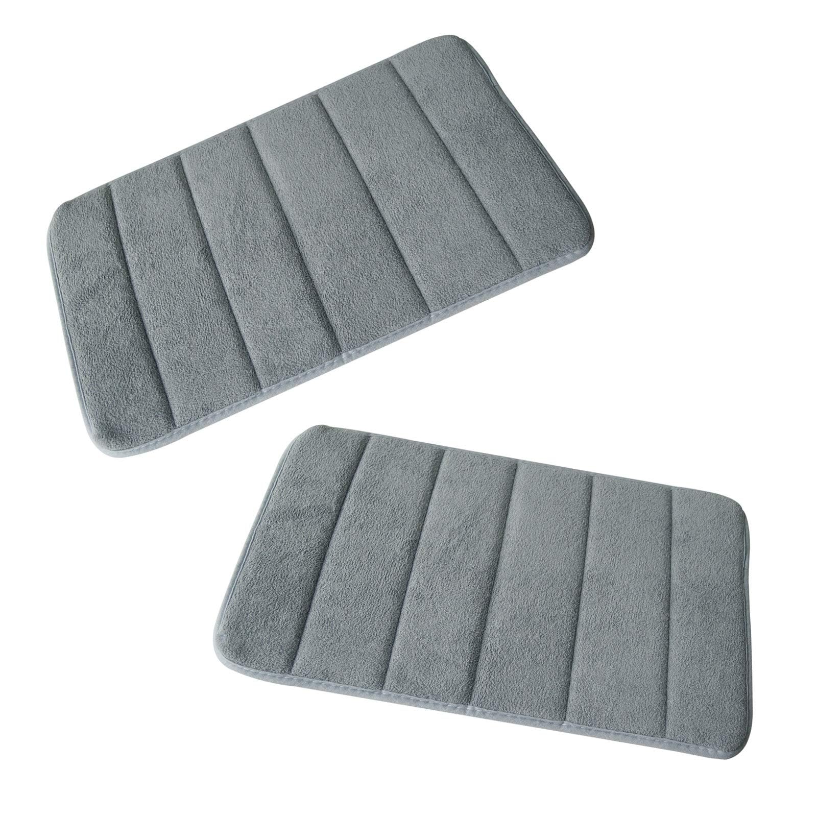 Xerhnan Memory Foam Bath Mat Set  Non Slip, Absorbent, Soft Bath Rug Set  Fast Drying Washable Bath Mat  Size 17 x 24 (2, Gre