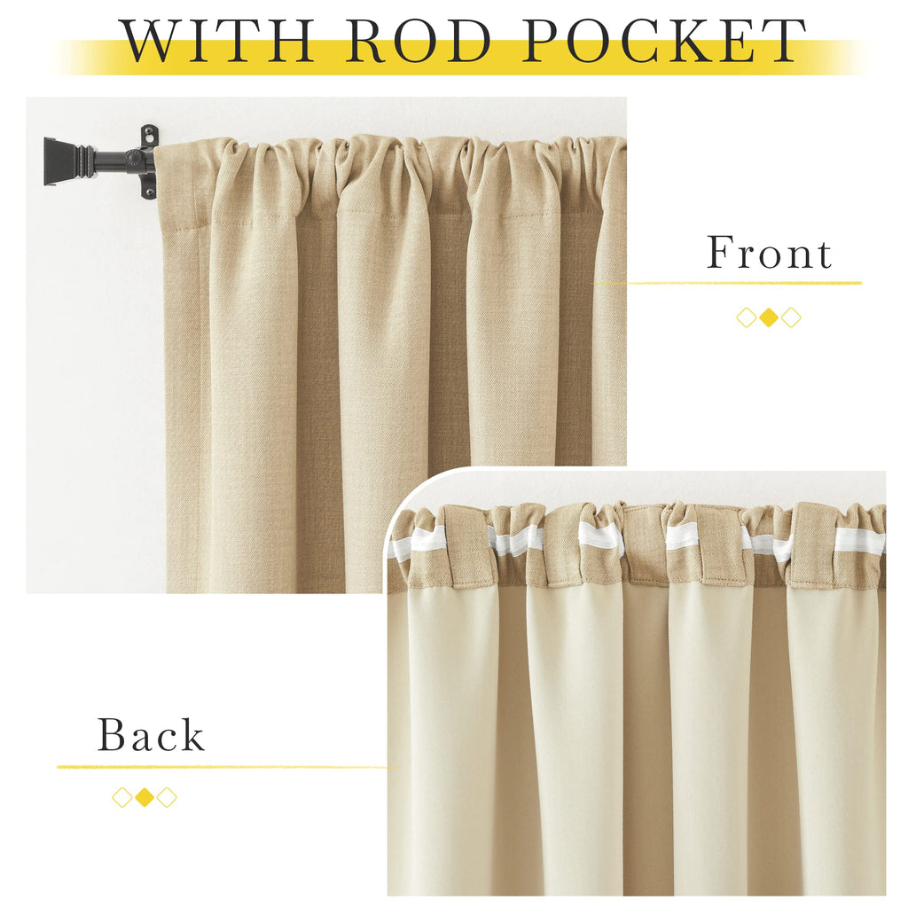 Nicetown Room Darkening Linen Curtains & Drapes, Pinch Pleated Faux Linen Blend Cold/Sun Blocking Curtains Thick Window Dressing